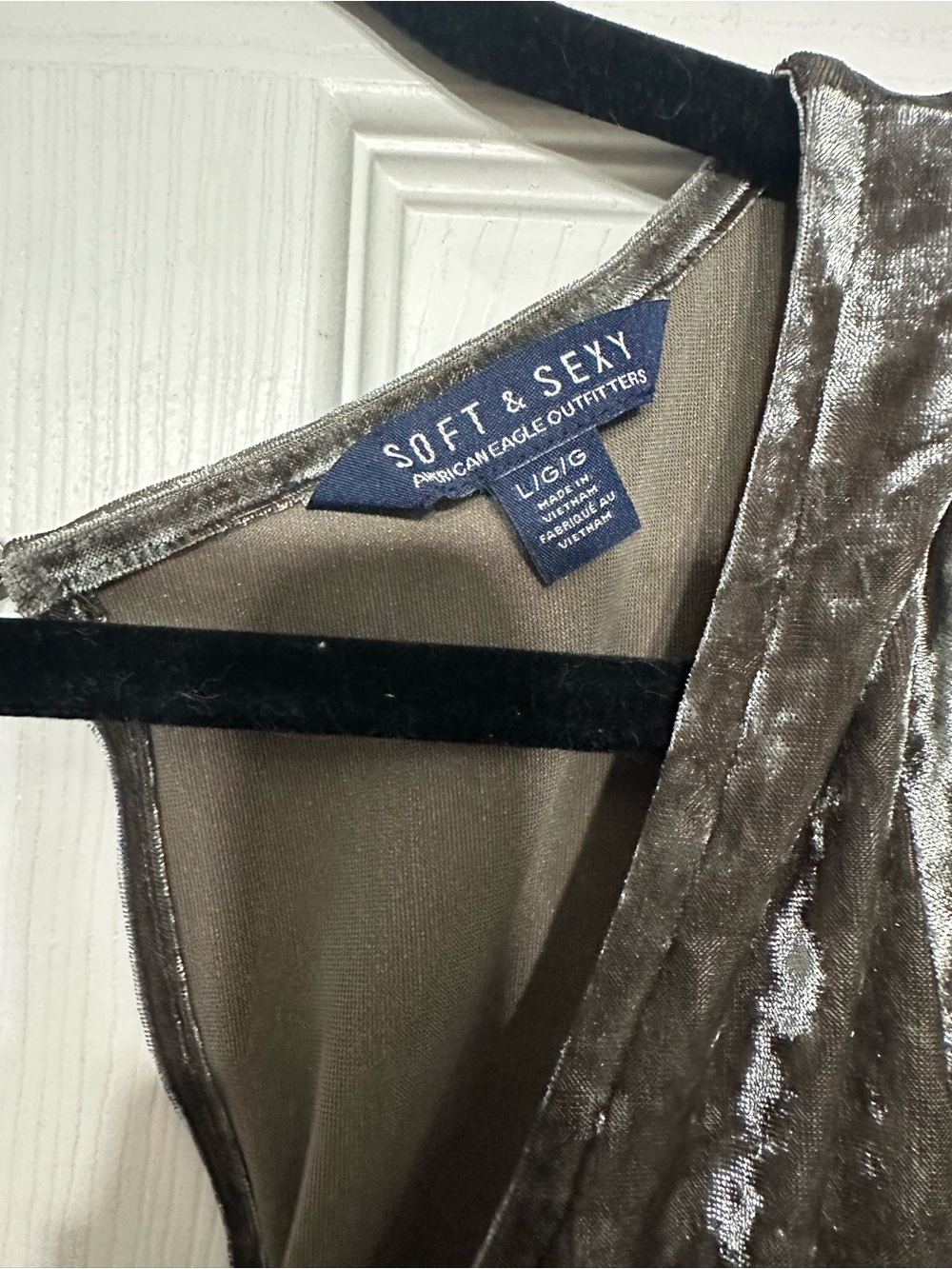 American Eagle Outfitters Olive Velvet Short Sleeve Romper Dress - Picture 3 of 6